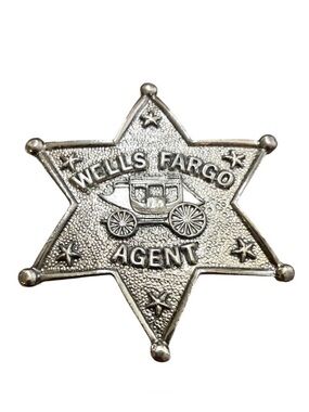 Vintage Wells Fargo Agent Star Pin – Silver Tone Western Badge Wagon Design